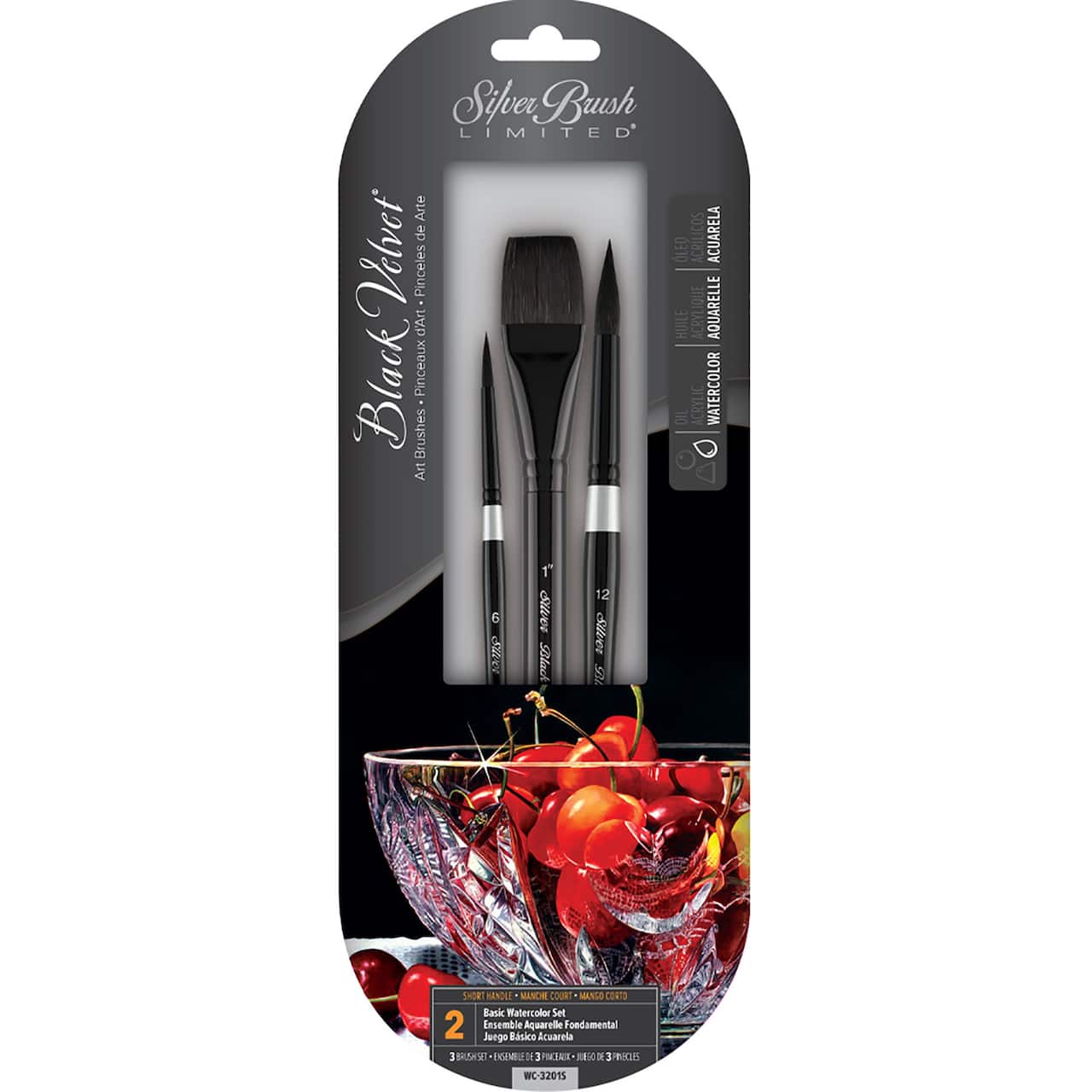 Silver Brush Limited Black Velvet® 3 Piece Best Basic Watercolor Brush Set